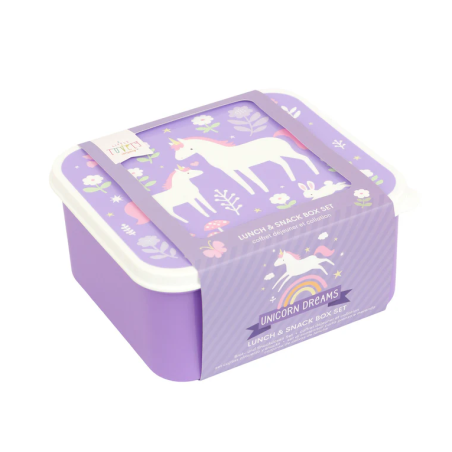 Set De 4 Fiambreras Infantiles Unicornios