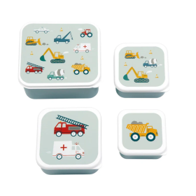 Set De 4 Fiambreras Infantiles Vehículos De Prooptim
