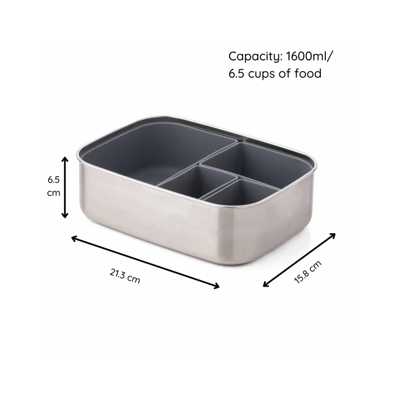 Caja Almuerzo Acero Gris