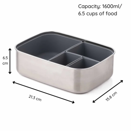 Caja Almuerzo Acero Gris