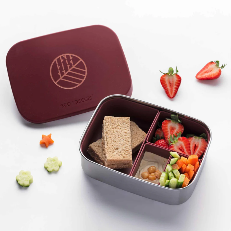 Caja Almuerzo Acero Burdeos