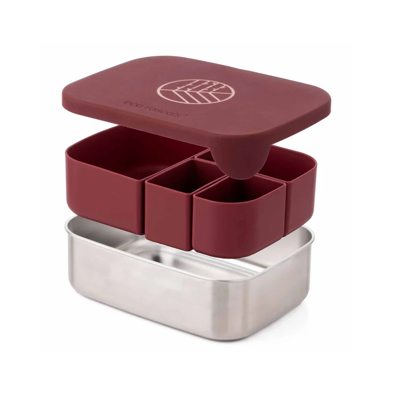 Caja Almuerzo Acero Burdeos