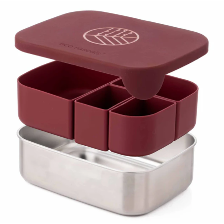 Caja Almuerzo Acero Burdeos