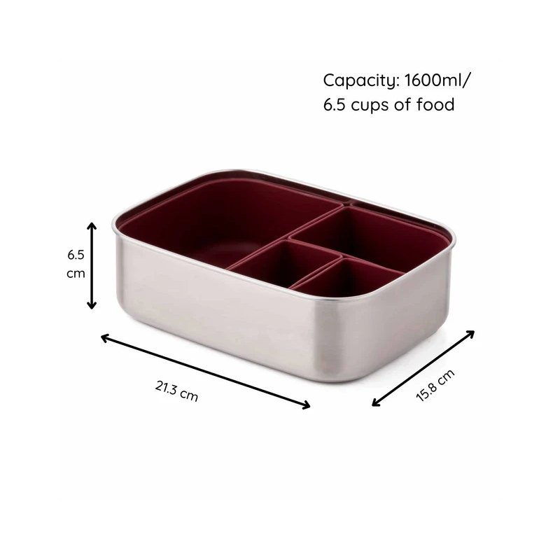 Caja Almuerzo Acero Burdeos