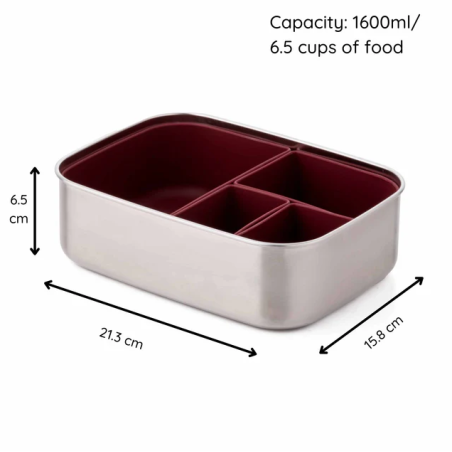 Caja Almuerzo Acero Burdeos