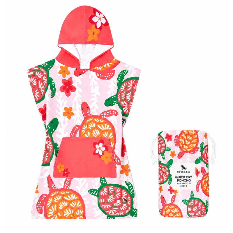 Poncho De Playa Infantil Dock & Bay Tortugas Talla 6-10 Años De Btbox