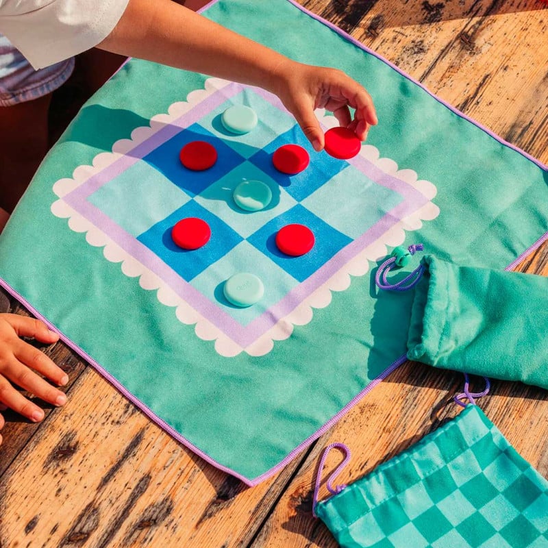 Juego de Playa Tres en Raya/Parchis Microfibra