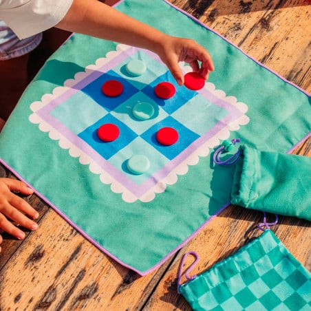 Juego de Playa Tres en Raya/Parchis Microfibra