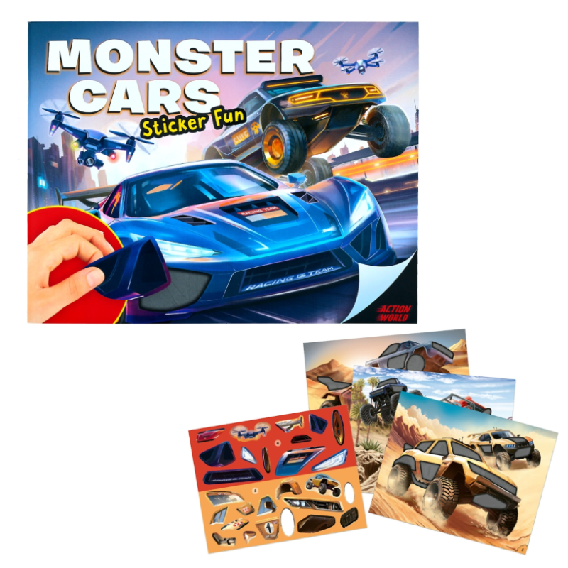 Action World Monter Cars Diversión Con Pegatinas
