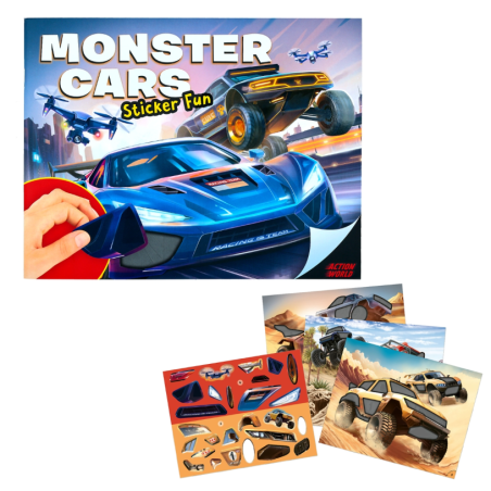 Action World Monter Cars Diversión Con Pegatinas