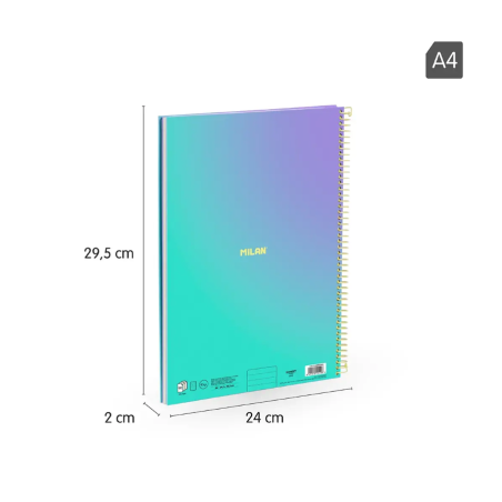 Cuaderno Milan A4 Sunset Verde 90H Espiral