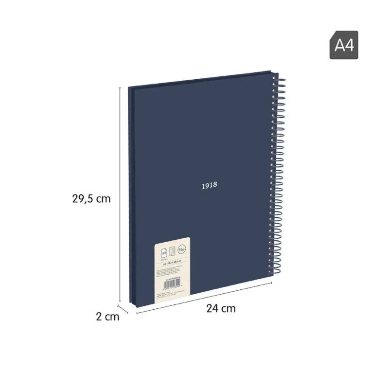 Cuaderno Milan A4 Azul 80H Espiral