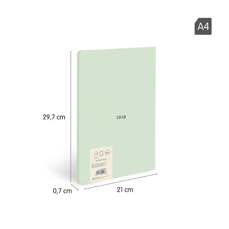 Libreta A4 Verde 48 Hojas Líneas Milan