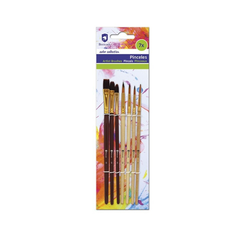 Pinceles de Madera 7 Piezas Bismark