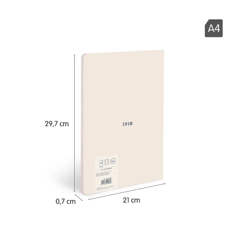 Libreta A4 Beige 48 Hojas Líneas Milan