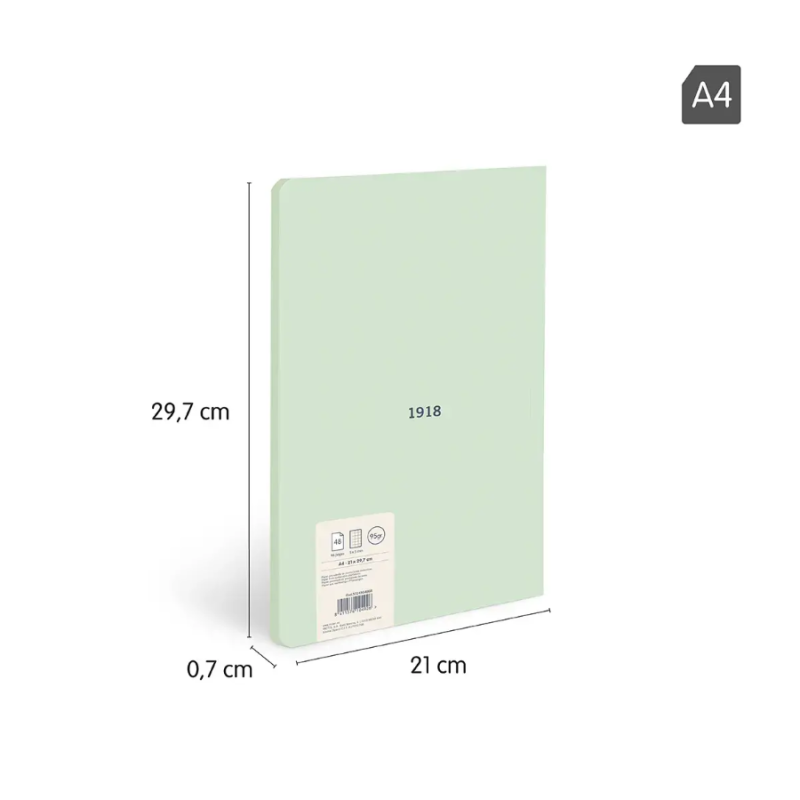 Librerta A4 Verde 48 Hojas Cuadrícula Milan