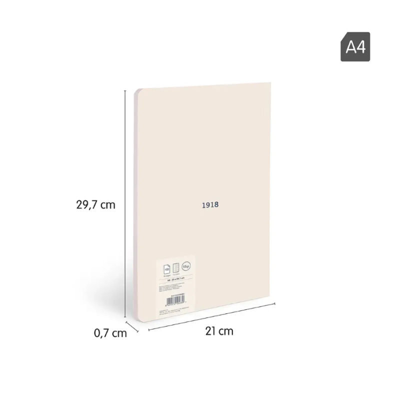 Libreta A4 Beige 48 Hojas Cuadrícula Milan