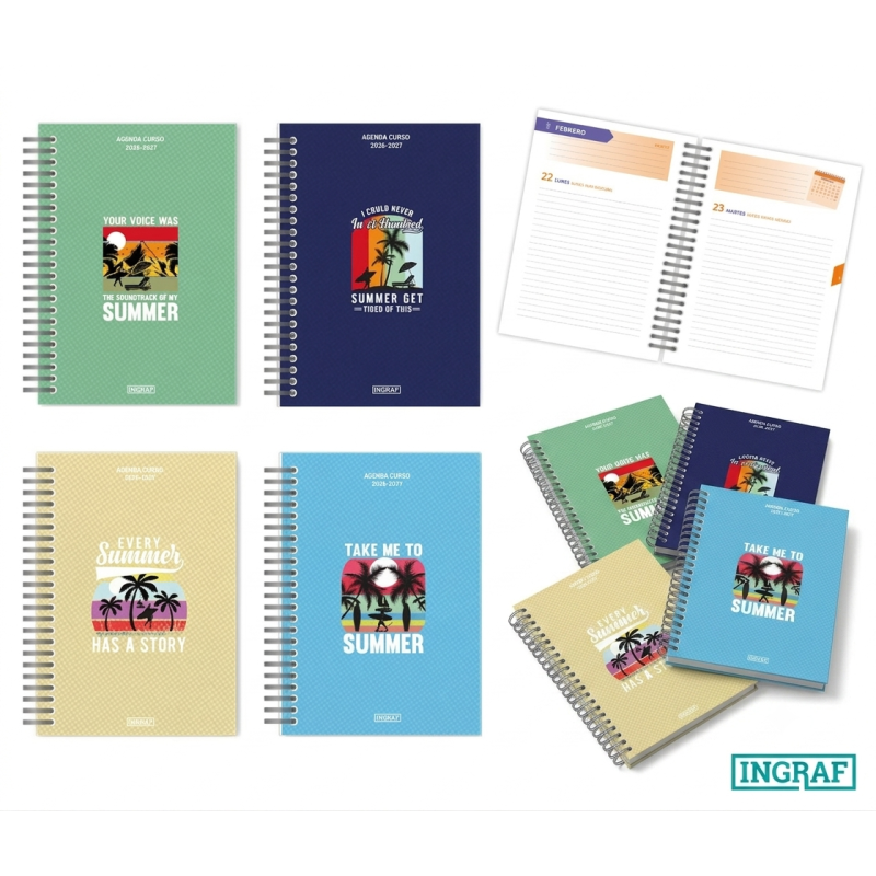 Agenda Escolar Summer 2026-2027 8º Día Página Surtido