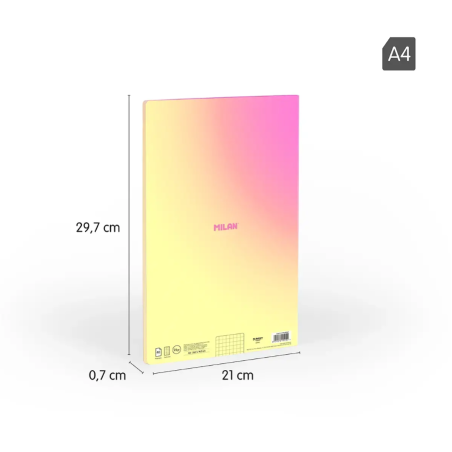 Libreta A4 Sunset Amarillo 48 Hojas Cuadrícula Milan