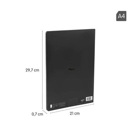 Libreta A4 Shadow Negro 48 Hojas Cuadrícula Milán