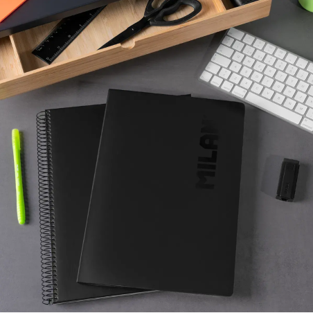 Libreta A4 Shadow Negro 48 Hojas Cuadrícula Milán