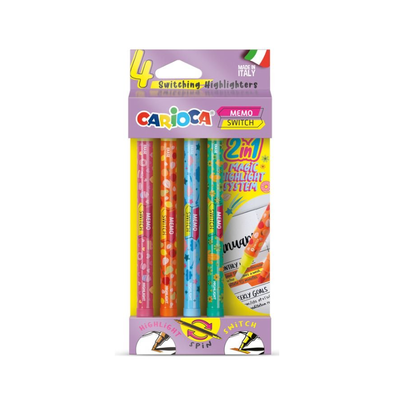 Pack de 4 Rotuladores Memo Switch 2 en 1 Carioca