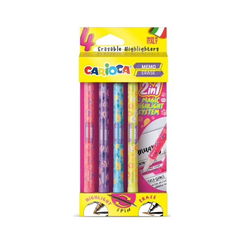 Pack de 4 Rotuladores Memo Erase 2 en 1 Carioca