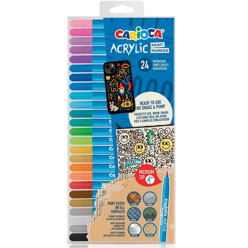 Pack de 24 Rotuladores Acrílicos Carioca Punta Media