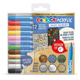 Pack de 12 Rotuladores Acrílicos Carioca Punta Maxi