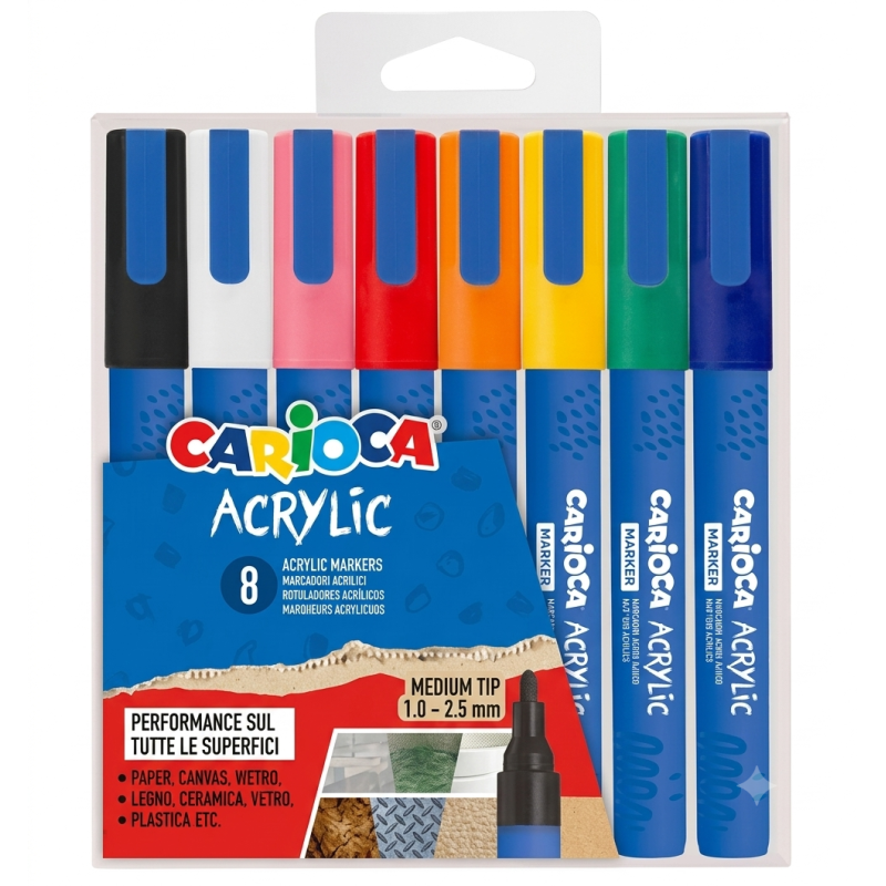 Pack de 8 Rotuladores Acrílicos Carioca Punta Media