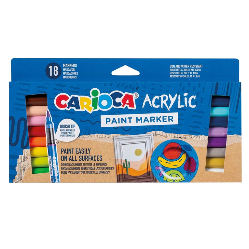 Pack de 18 Rotuladores Acrílicos Carioca Punta Pincel