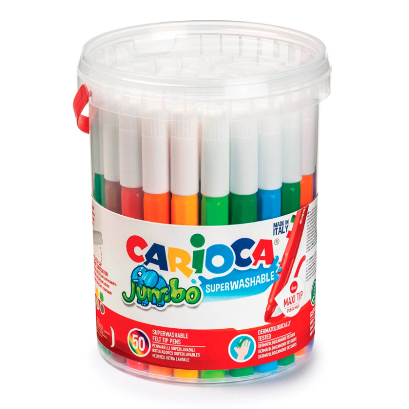 Cubo 50 Rotuladores Jumbo Carioca Super Washable
