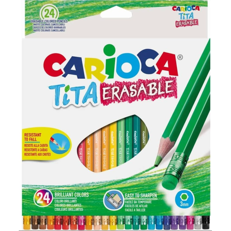 Carioca Tita Erasable Pack 24 Lápices de Colores con Goma