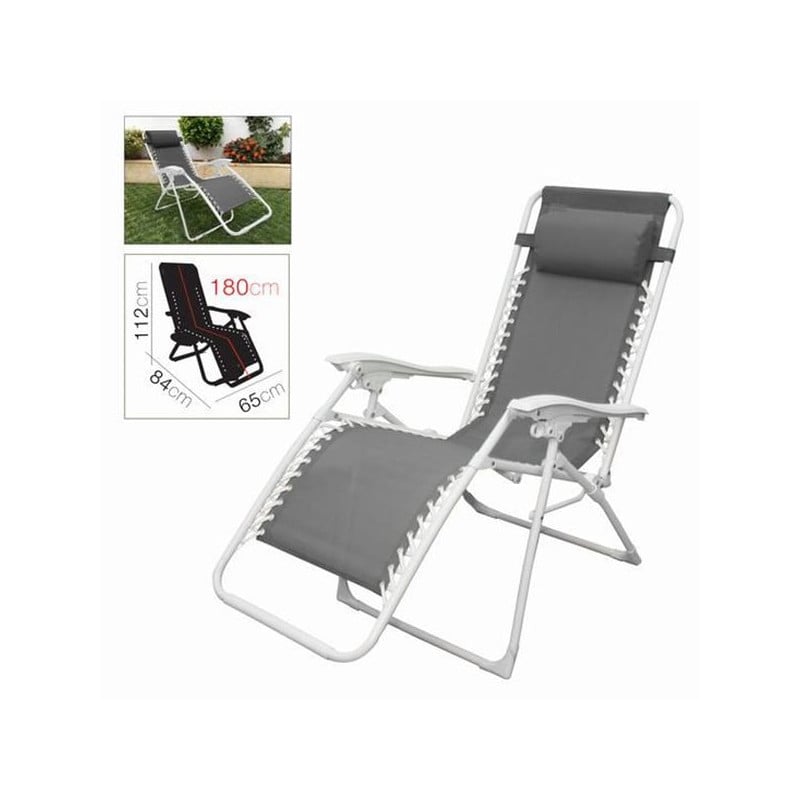 Tumbona Gris Oscuro Con Almohada 112x65x84 cm