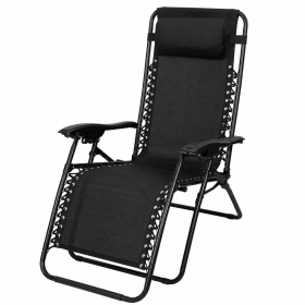 Tumbona Negra Con Almohada 175x67x106 cm