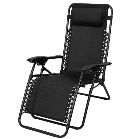 Tumbona Negra Con Almohada 175x67x106 cm
