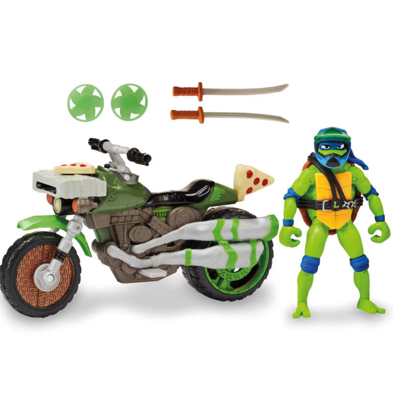 Tortugas Ninja Leonardo con Vehículo Ninja Kick Cycle
