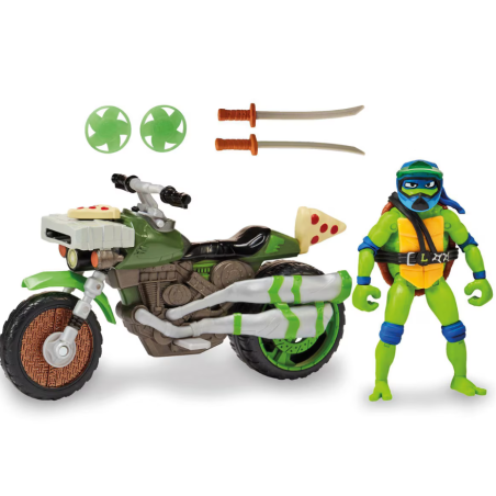 Tortugas Ninja Leonardo con Vehículo Ninja Kick Cycle