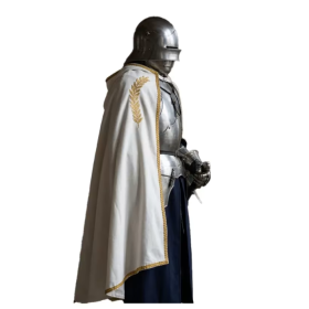 Capa Blanca Medieval Ribete Oro T-XL 2