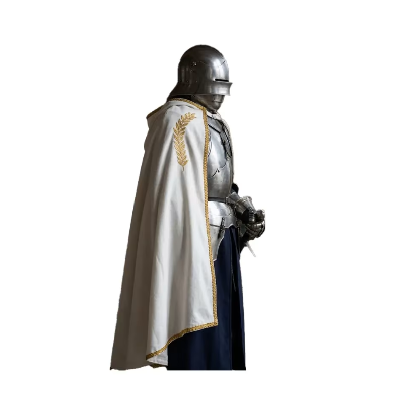 Capa Blanca Medieval Ribete Oro T-XL