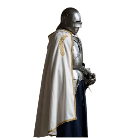 Capa Blanca Medieval Ribete Oro T-XL