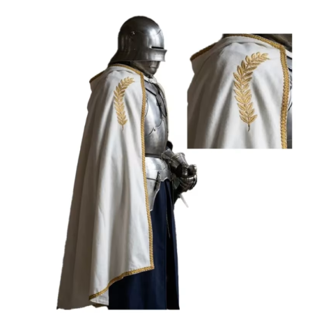 Capa Blanca Medieval Ribete Oro T-XL