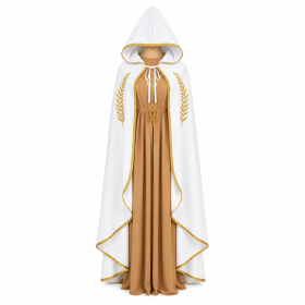 Capa Blanca Medieval Ribete Oro T-XL