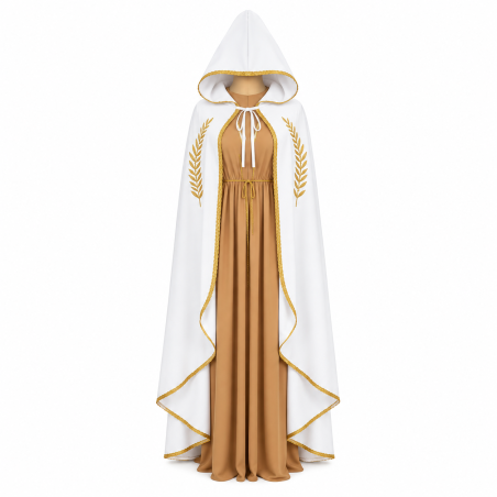 Capa Blanca Medieval Ribete Oro T-XL