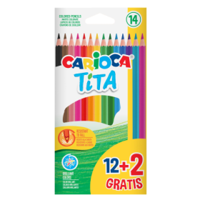 Carioca Tita Pack 12+2 Lápices de Colores Resistentes