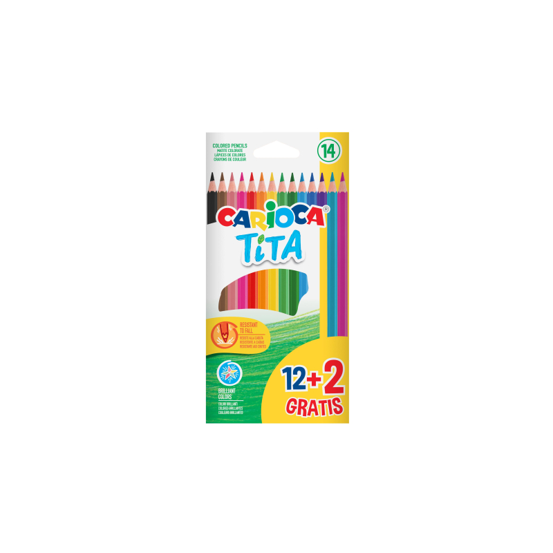 Carioca Tita Pack 12+2 Lápices de Colores Resistentes