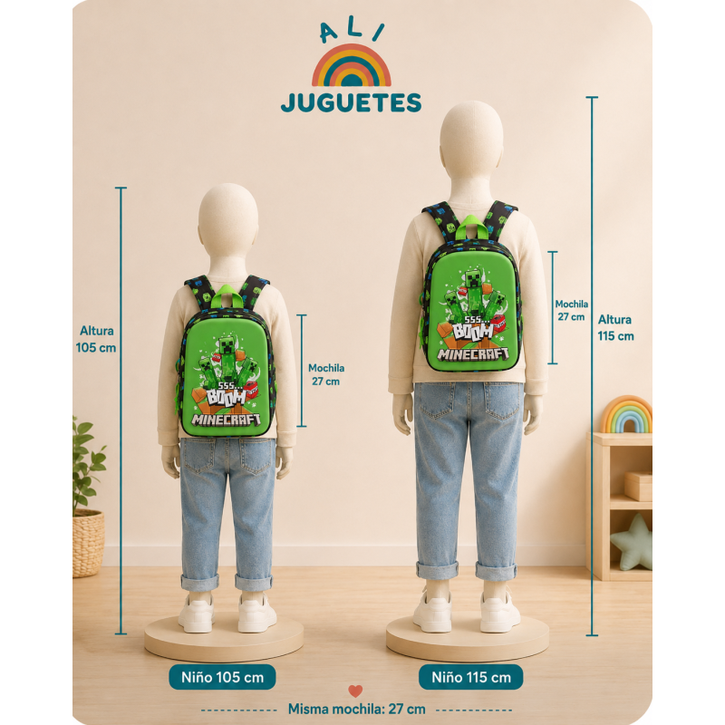 Mochila Guardería 3D Minecraft 27CM