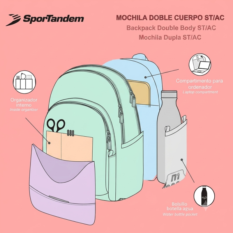 Mochila Escolar Sportandem Get Inspired 44 Cm