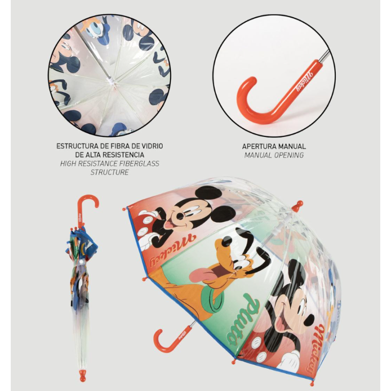 Paraguas Manual Poe Mickey Mouse Y Pluto