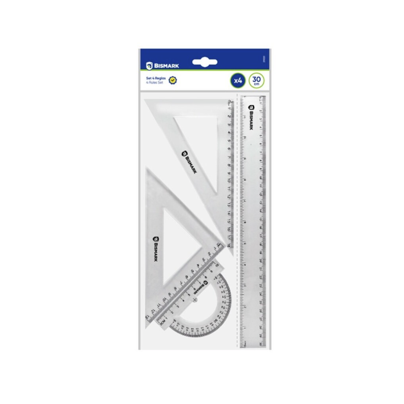 Set 4 Reglas Bismark Transparentes 30 cm
